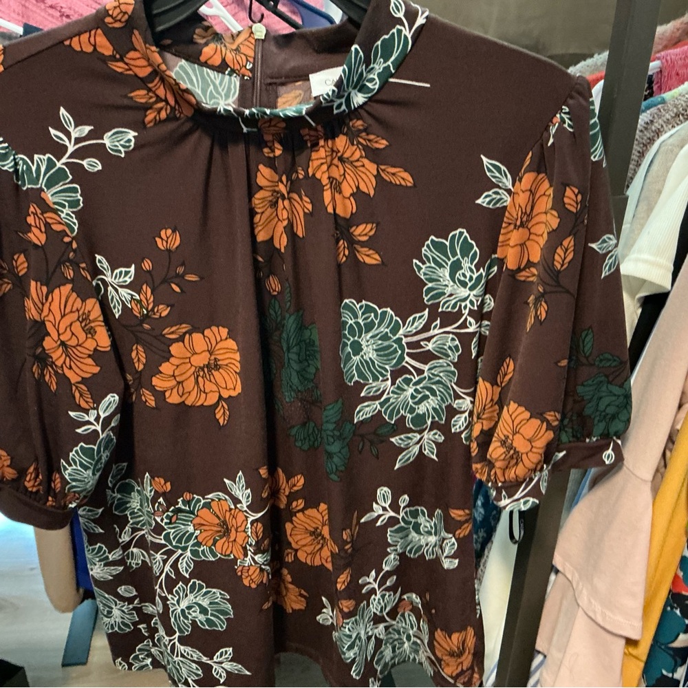 Calvin Klein Brown Floral Blouse